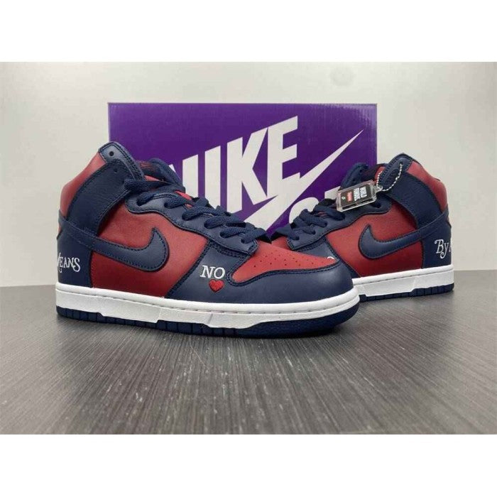 Supreme x Dunk High SB 'By Any Means - Red Navy'