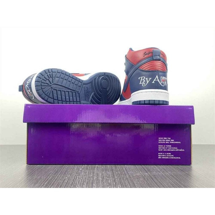 Supreme x Dunk High SB 'By Any Means - Red Navy'