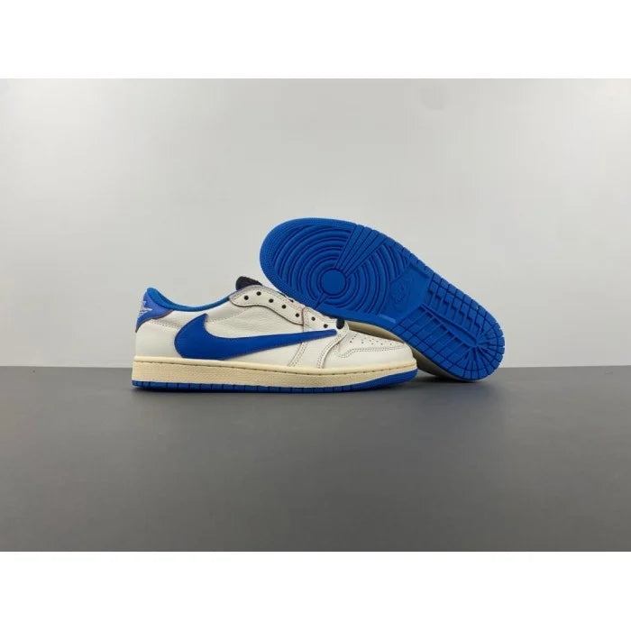 Fragment Design x Travis Scott x Air Jordan 1 Retro Low OG SP 'Sail Military Blue'