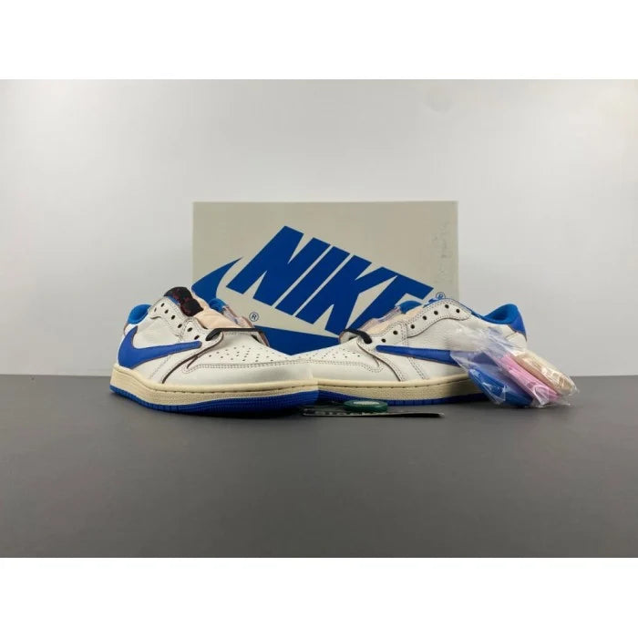 Fragment Design x Travis Scott x Air Jordan 1 Retro Low OG SP 'Sail Military Blue'