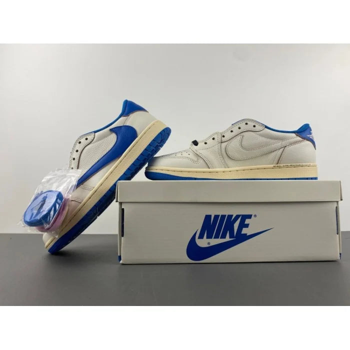 Fragment Design x Travis Scott x Air Jordan 1 Retro Low OG SP 'Sail Military Blue'